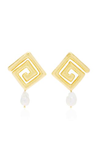 Valére + Clio 24k Gold-Plated Brass Pearl Earrings