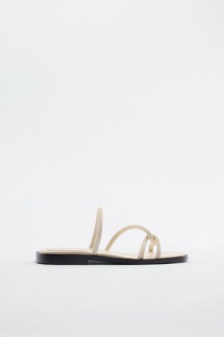 Zara + Tube Strap Flat Leather Sandals