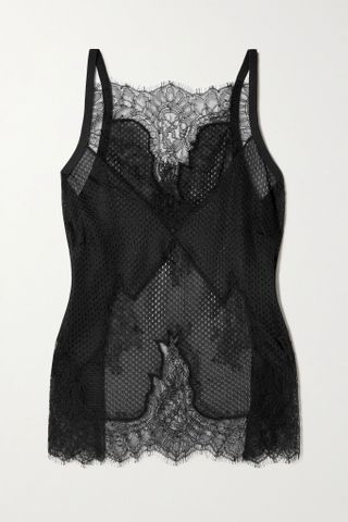 Dion Lee + Chantilly Lace-Trimmed Mesh Camisole