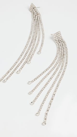 Kenneth Jay Lane + Silver Crystal 5 Short to Long Strand Earrings