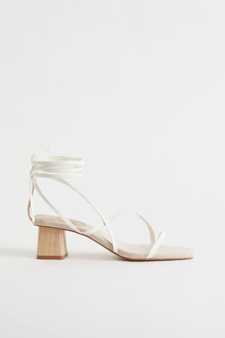 H&M + Block-Heeled Tie-Strap Sandals