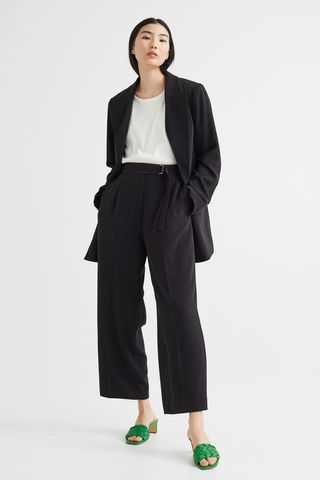 H&M + Belted Tailored Trousers