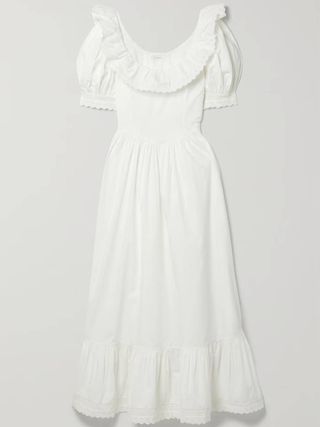 Dôen + Lupine Broderie Anglaise-Trimmed Organic Cotton-Poplin Maxi Dress