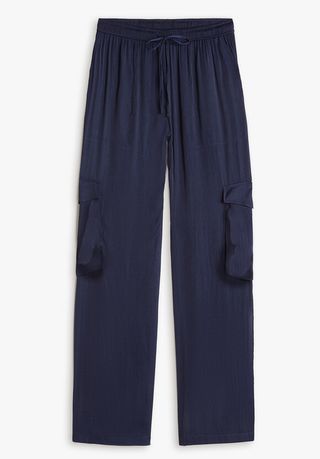 Hush + Satin Cargo Wide Trousers