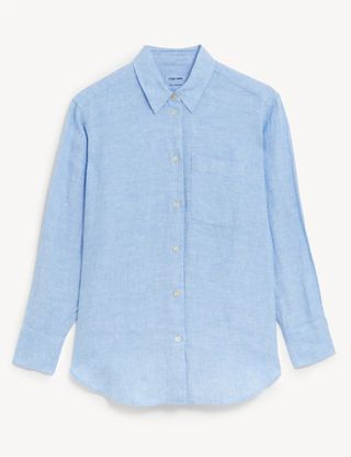 M&S Collection + Pure Linen Collared Relaxed Shirt