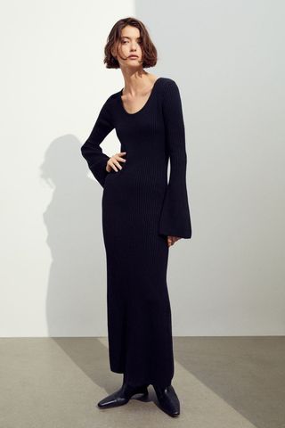 H&M + Silk-Blend Rib-Knit Dress
