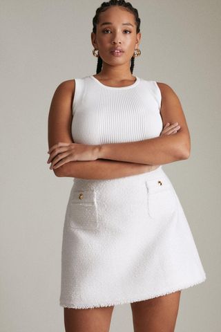 Karen Millen + Plus Size Military Button Boucle A-Line Skirt | Karen Millen
