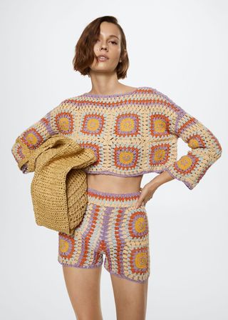 Mango + Cotton Crochet Sweater