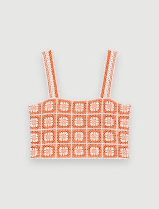 Maje + Crochet Top With Straps