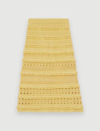Maje + Crochet Knit Skirt With Fringing