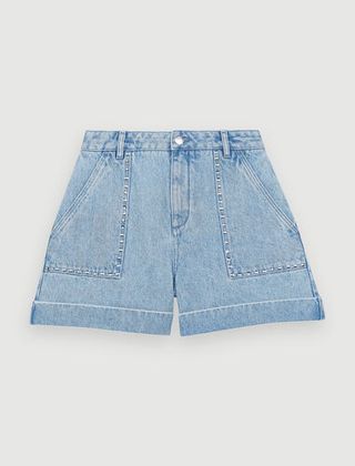 Maje + Studded Denim Shorts