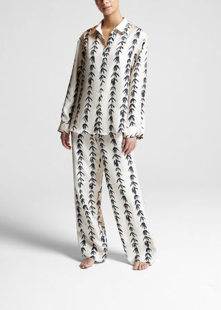 Asceno + London Fallen Stripe Printed Silk Twill Pyjama Bottom