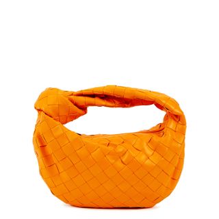 Bottega Veneta + Jodie Intrecciato Mini Orange Leather Top Handle Bag