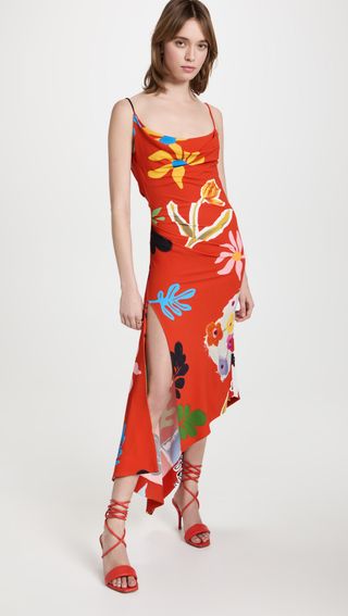 Monse + Asymetrical Floral Slit Dress