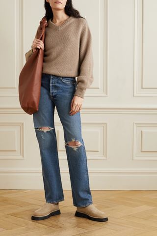 Citizens of Humanity + Eva Distressed High-Rise Straight-Leg Jeans