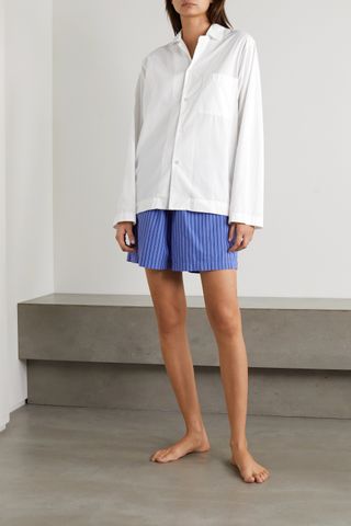 Tekla + Organic Cotton-Poplin Pajama Shirt