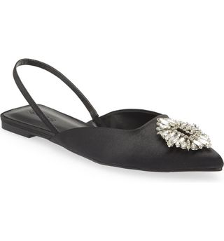 Open Edit + Kendall Ornament Pointed Toe Slingback Flat