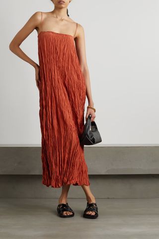 Totême + Crinkled Silk-Habotai Maxi Dress