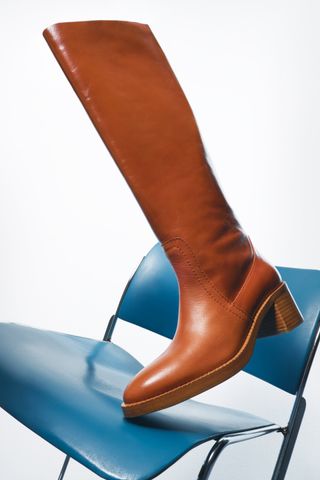 Zara + Wide Heeled Leather Boots