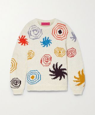 The Elder Statesman + Stars & Spirals Intarsia Organic Cotton Sweater