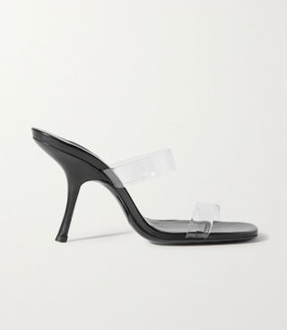 By Far + Clara PVC and Glossed-Leather Mule