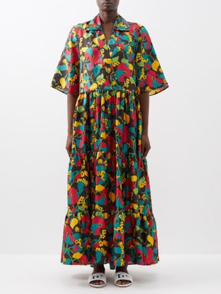 La Doublej + The J Floral-Print Silk-Twill Maxi Dress