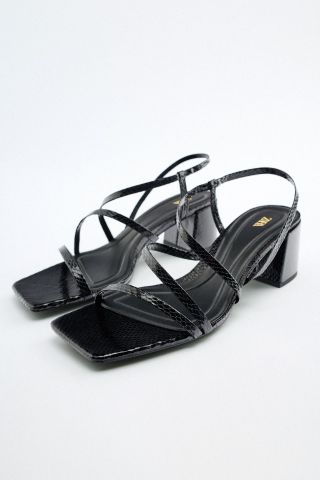 Zara + Mid Height Block Heel Sandals