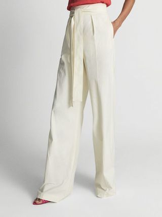 Reiss + Cream Malin Wide Leg Tie Detail Trousers
