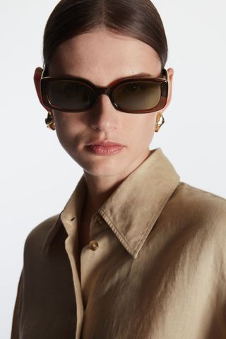 COS + Slim Rectangular Sunglasses