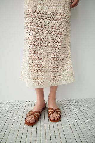 Zara + Flat Leather Sandal