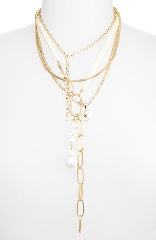 8 Other Reasons + Imitation Pearl Layered Y-Necklace