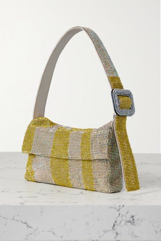 Benedetta Bruzziches + Vitty Small Striped Crystal-Embellished Satin Shoulder Bag
