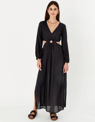 Accessorize + Ring Cut-Out Detail Maxi Dress Black