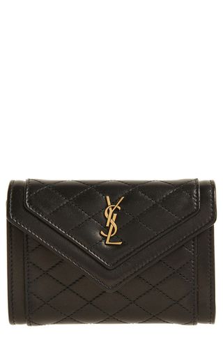 Saint Laurent + Small Gaby Quilted Leather Envelope Wallet