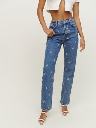 Reformation + Cynthia Chamomile High Rise Straight Jeans