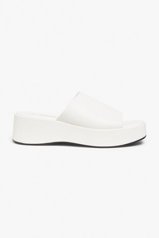 Monki + White Faux Leather Platform Sandals