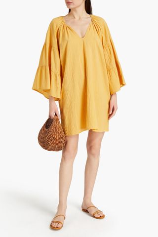 Seafolly + Gathered Crinkled-Cotton Coverup