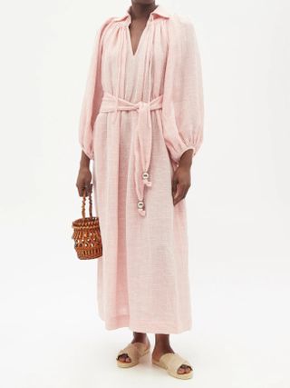 Lisa Marie Fernandez + Belted Linen-Blend Gauze Maxi Dress