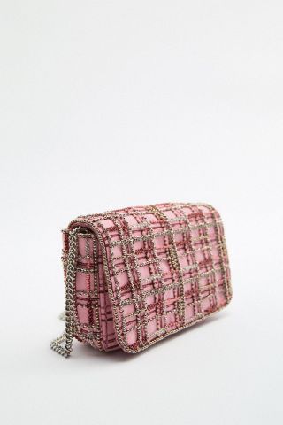 Zara + Beaded Fabric Crossbody Bag
