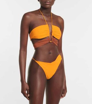 Nensi Dojaka + Ruched Halterneck Bikini Top