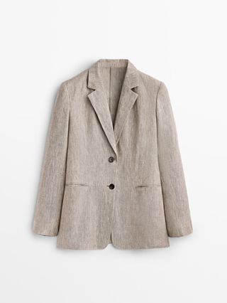 Massimo Dutti + Grey 100% Linen Blazer