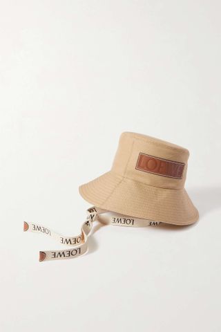 Loewe x Paula's Ibiza + Leather-Trimmed Cotton-Canvas Bucket Hat