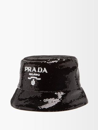 Prada + Logo Sequinned Bucket Hat