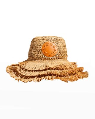 Simon Miller + Wide-Brim Fringe Straw Beach Hat