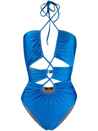 Noire + Gathered Cut-Out Swimsuit