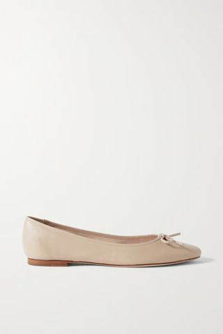 Porte & Pair + Bow-Embellished Leather Ballet Flats