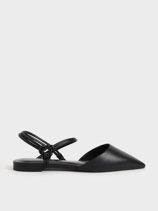 Charles & Keith + Knotted Ankle-Strap Ballerina Flats