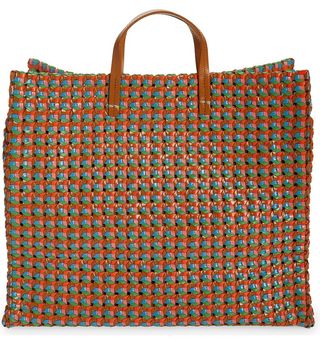 Clare v + Simple Woven Leather Tote