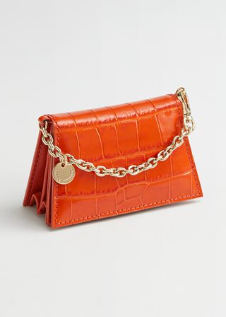 & Other Stories + Croc Embossed Leather Chain Wallet