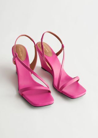 & Other Stories + Strappy Heeled Leather Wedge Sandals